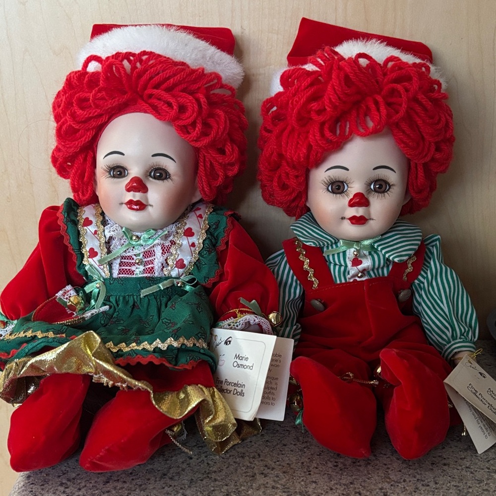 Raggedy Ann and Andy from Marie Osmond!! Porcelain collection.